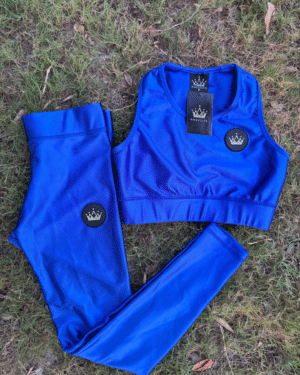 Stylish Blue 2-Piece Crop top & Leggings Activewear Set