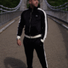 Stylish 2-Piece Black Velour Tracksuit