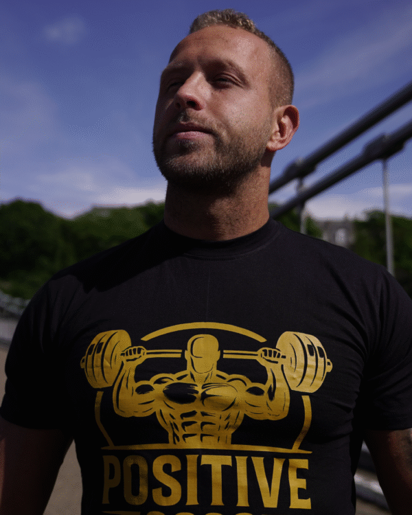 Positive Black Gym T-Shirt – Chest Print Performance Tee