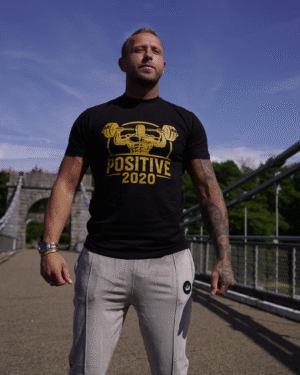 Positive Black Gym T-Shirt – Chest Print Performance Tee