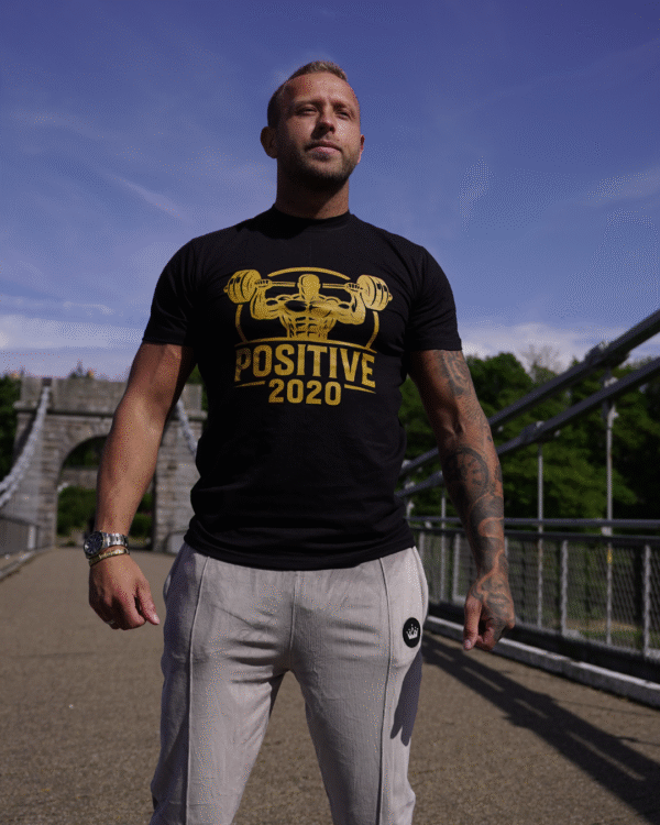 Positive Black Gym T-Shirt – Chest Print Performance Tee