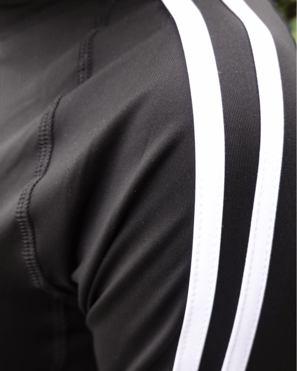 1 Iconic Black Top & Leggings with White Stripes