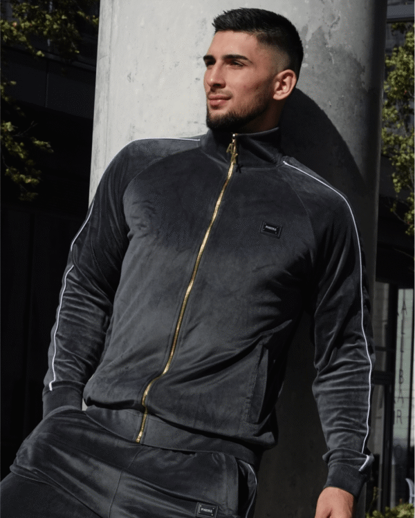 Elite Comfort Dark Grey Velour Tracksuit 2P