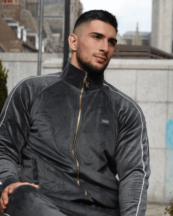 Elite Comfort Dark Grey Velour Tracksuit 2P