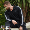 Comfortable Men Striped Velour Tracksuit