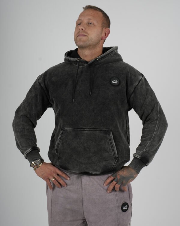 MEN ACID WASH-03 Elite 2026 Triumphant Black Acid Wash Hoodie