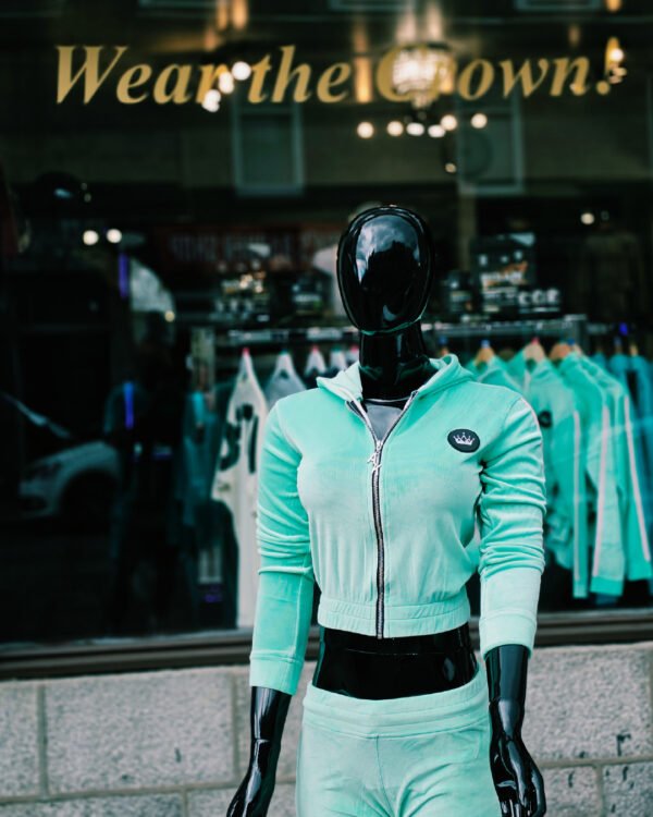 Luxurious  Refreshing Mint Velour Tracksuit 2P