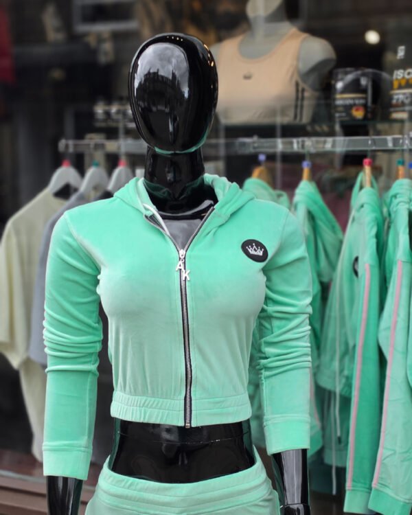 Luxurious Refreshing Mint Velour Tracksuit 2P