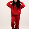 Ultimate 3 Stripe Red Cotton Women’s Tracksuit Set