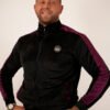 Luxury Men’s Velour Tracksuit-Black Burgundy 2P
