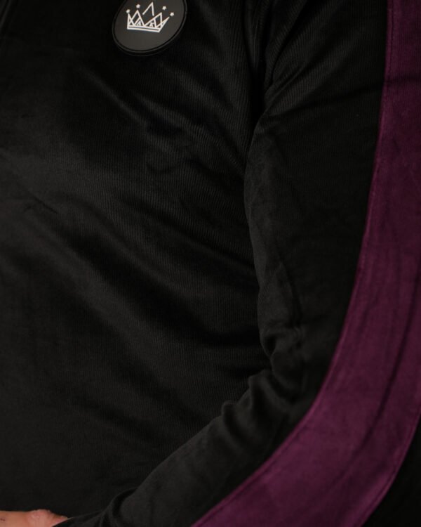 Luxury Men’s Velour Tracksuit-Black Burgundy 2P