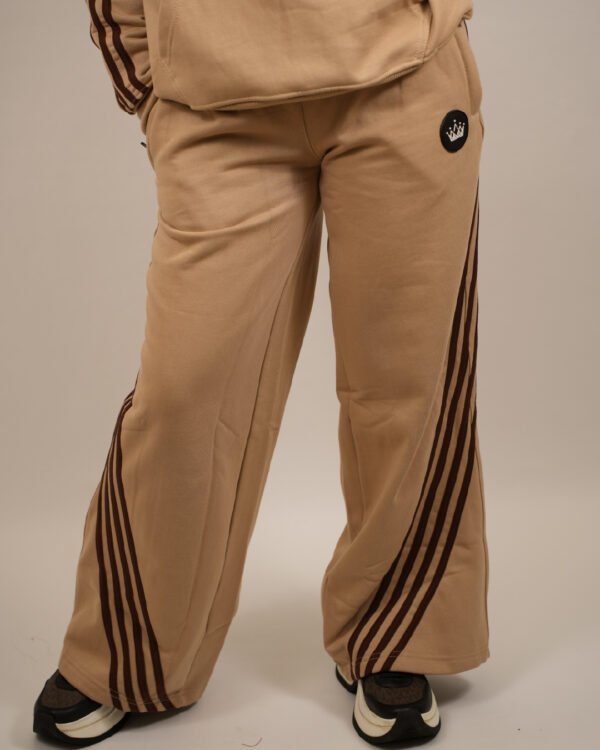 new-06 Ultimate 3 Stripe Beige Cotton Women’s Tracksuit