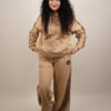 new-07 Ultimate 3 Stripe Beige Cotton Women’s Tracksuit