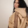 new-08 Ultimate 3 Stripe Beige Cotton Women’s Tracksuit