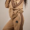 new-09 Ultimate 3 Stripe Beige Cotton Women’s Tracksuit