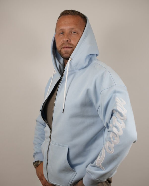 Positive Men’s Oversized Zip Hoodie Sky Blue