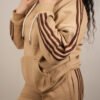 new-12 Ultimate 3 Stripe Beige Cotton Women’s Tracksuit