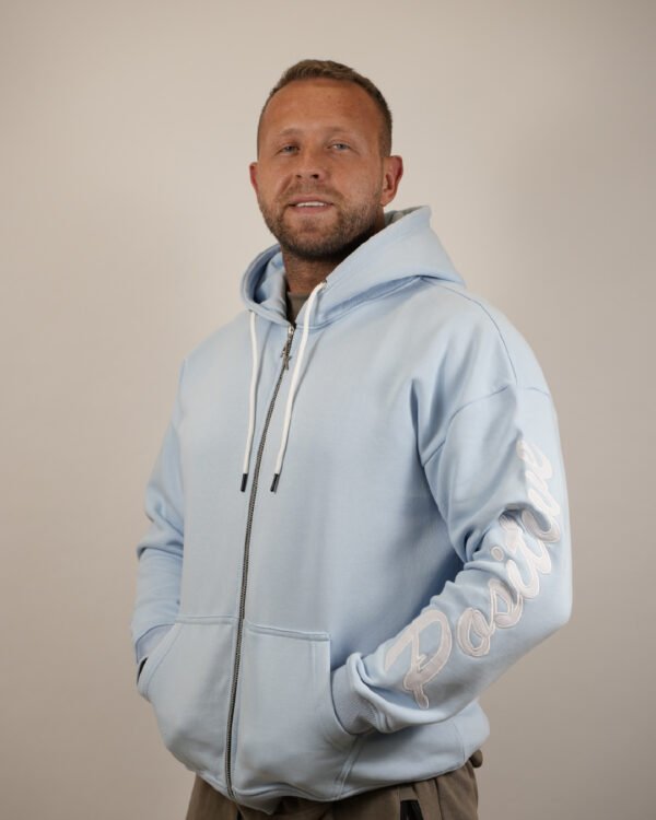 Positive Men’s Oversized Zip Hoodie Sky Blue