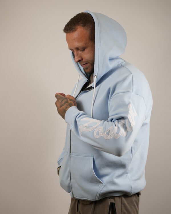 Positive Men’s Oversized Zip Hoodie Sky Blue