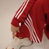 Ultimate 3 Stripe Red Cotton Women’s Tracksuit Set