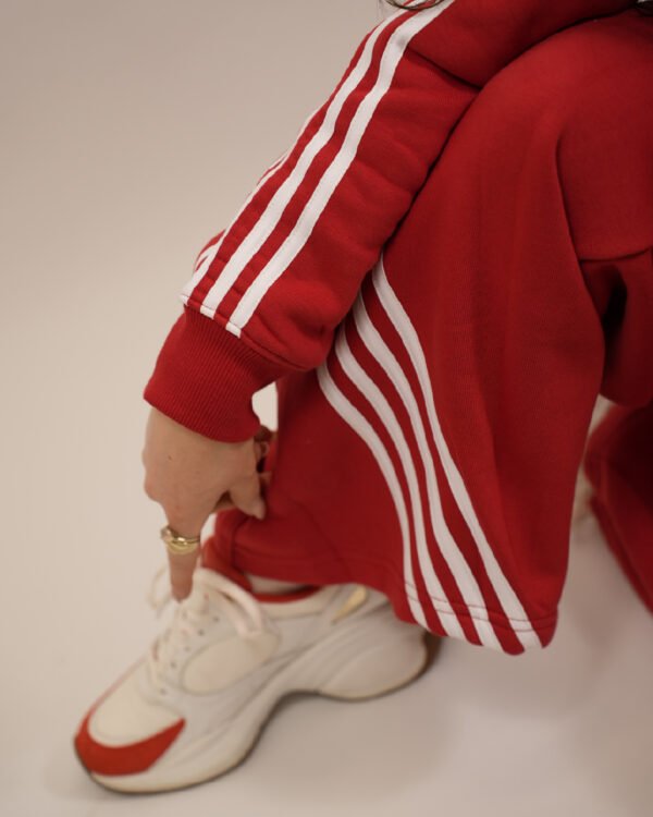 Ultimate 3 Stripe Red Cotton Women’s Tracksuit Set