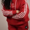 Ultimate 3 Stripe Red Cotton Women’s Tracksuit Set