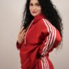 Ultimate 3 Stripe Red Cotton Women’s Tracksuit Set
