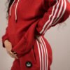 Ultimate 3 Stripe Red Cotton Women’s Tracksuit Set