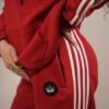 Ultimate 3 Stripe Red Cotton Women’s Tracksuit Set