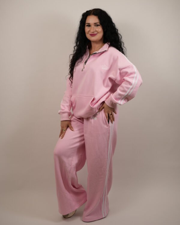 new ak positive-11 Oversized Essential 2 Stripe Pink Cotton Tracksuit