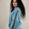 Essential 2 Stripe Blue Velour Wide Leg Trousers