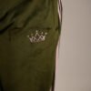 Premium 4 Stripe Olive Velour Wide Leg Trousers