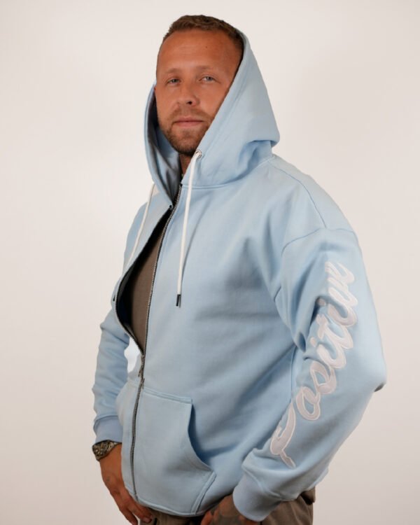 Positive Men’s Oversized Zip Hoodie Sky Blue